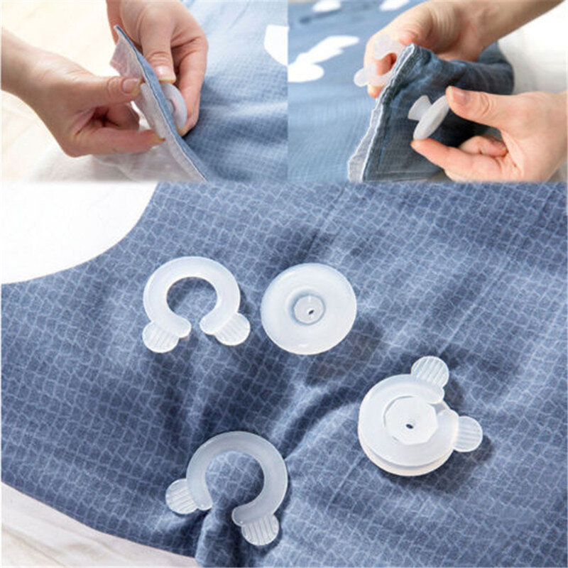 4Pcs ผ้าห่มผ้านวมคลิปคลิปยึด Fixer พลาสติกผ้านวมคลุมเตียงผ้านวมโดนัท Gripper ผู้ถือเครื่องมืออะไหล่...
