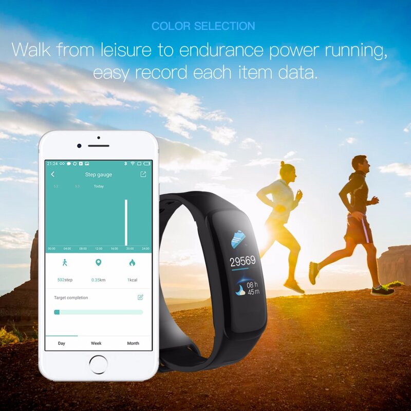 سوار معصم متصل C1 Plus ، شاشة ملونة ، نشاط بدني ، معدل ضربات القلب ، ضغط الدم ومراقبة النشاط الرياضي ، لنظامي Android و IOS