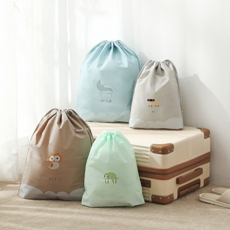 여자 귀여운 아름다움 방수 Drawstring 메이크업 화장품 여행 세면 용품 가방 포장 주최자 가방 귀여운 동물 Drawstring 가방