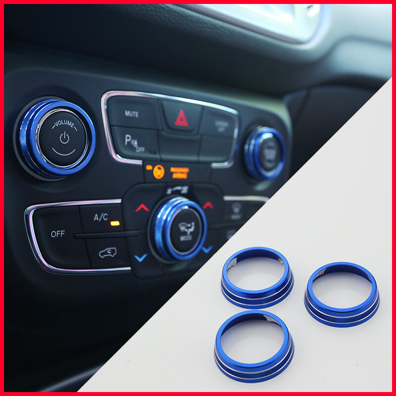 A Little Change 3Pcs/Set Car Air Conditioning Knob Switch Button Trim Cover Ring Covers for Jeep Compass 2017 2018 Accessories