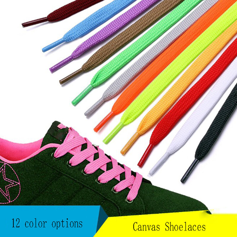 Cordones planos de lona para zapatillas de deporte, Cordones de goma de poliéster para zapatos al aire libre, Color sólido, 100cm, 1 par