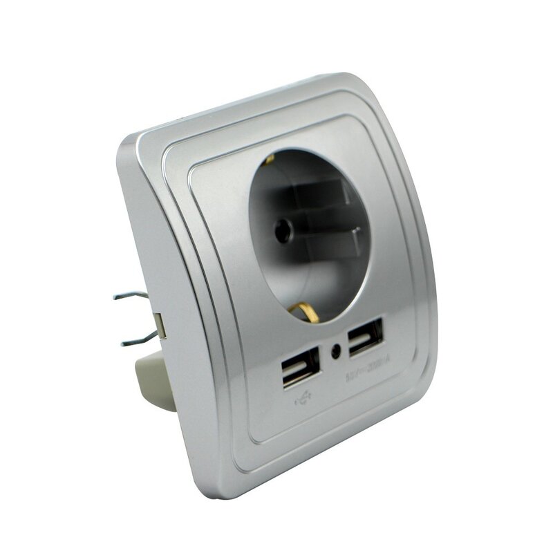 3 kleuren Smart Home Beste Dual Usb-poort 2000mA Wall Charger Adapter 16A EU Standaard Stopcontact Stopcontact panel