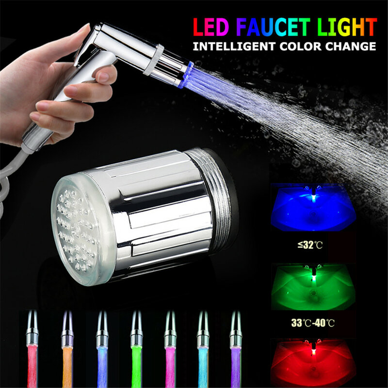 New Temperature Control Water Tap Faucet RGB Glowing Faucet Nozzle Shower Heads With Free Adapter for Kitchen Basin Faucet Taps
