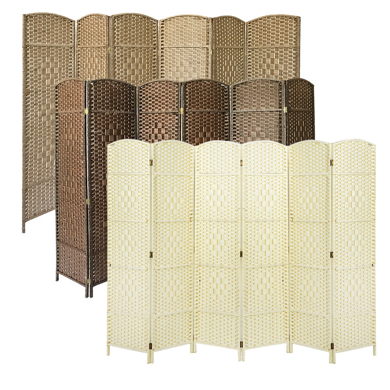 Panana Brief Screen Chinese Style Vintage 6 Panel Partition Walls Wicker Folding Console Livingroom Divider