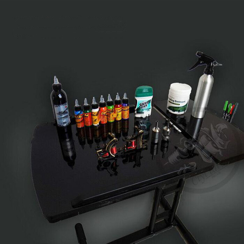 Table noire réglable pour Salon de manucure, Table de travail pour tatouage et dessin sur ongles, bureau d'ordinateur, pour traçage, 65-97cm
