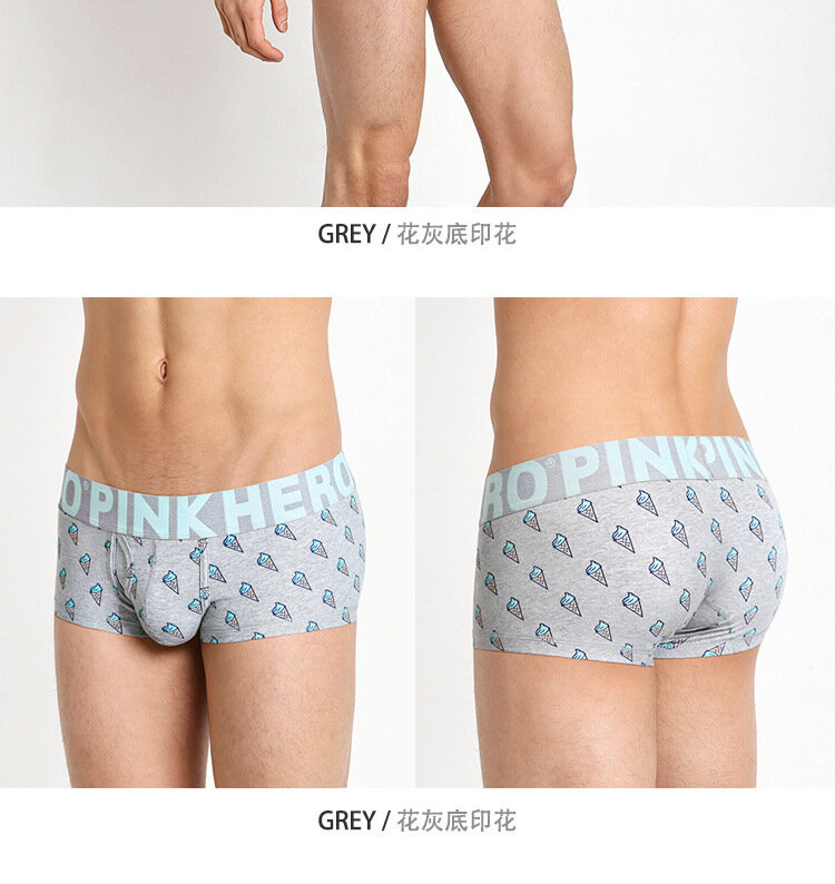 PINKHERO – Boxer Sexy en coton pour homme, sous-vêtement imprimé crème glacée, caleçon de marque