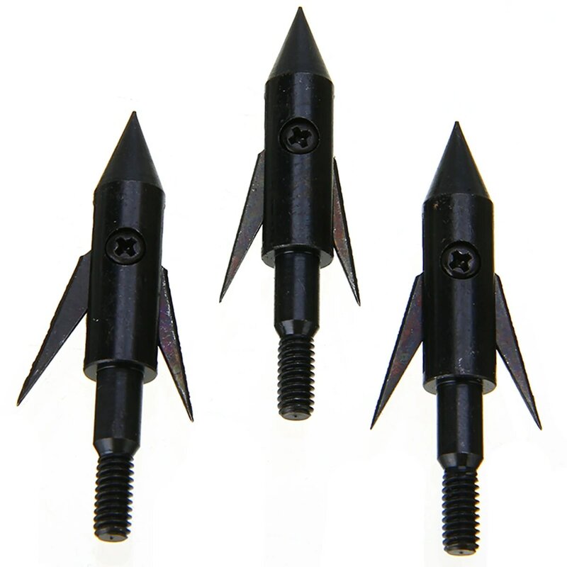 Pontas de flecha para pesca com arco, 3 pçs flechas de arquearia com pontas de flechas acessórios de pesca em aço preto