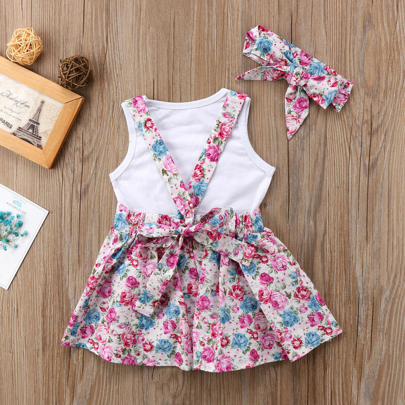 Pudcoco Girls Clothes CA 3PCS Floral Baby Girl Cotton Outfits Clothes T-shirt Top Pants/ Skirts Hairband Sets