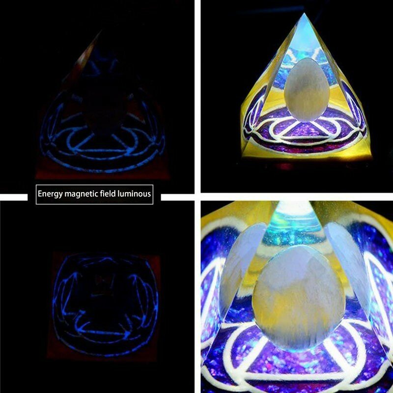 Orgonite-빛나는 피라미드 자연 에너지 크리스탈 변경 자기장 수지 장식, 레이키 치유 수면에 도움