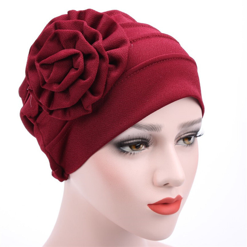 女性の帽子春夏の花ビーニー帽子イスラム教徒ストレッチターバン帽子キャップ脱毛帽子 Hijib キャップ
