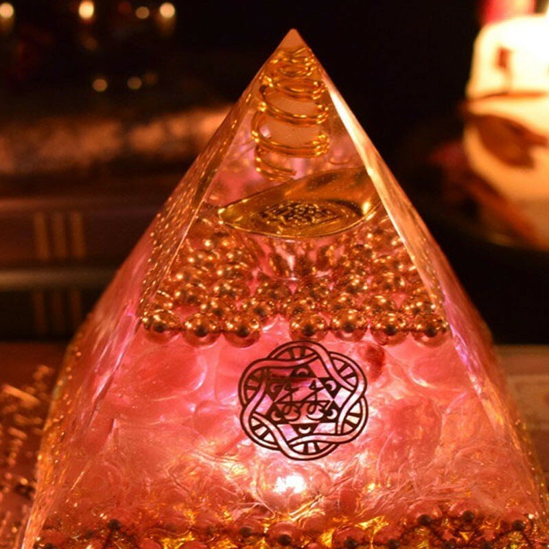 AURA-Pirámide de orgonita de REIKI, torre de energía Aochen, decoración de cristal de pirámide, joya de resina decorativa para el hogar, joyería