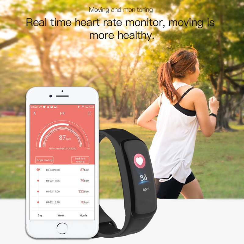 C1 Plus สร้อยข้อมือสมาร์ทหน้าจอสีความดันโลหิตฟิตเนส Tracker Heart Rate Monitor สมาร์ทสำหรับ Android IOS