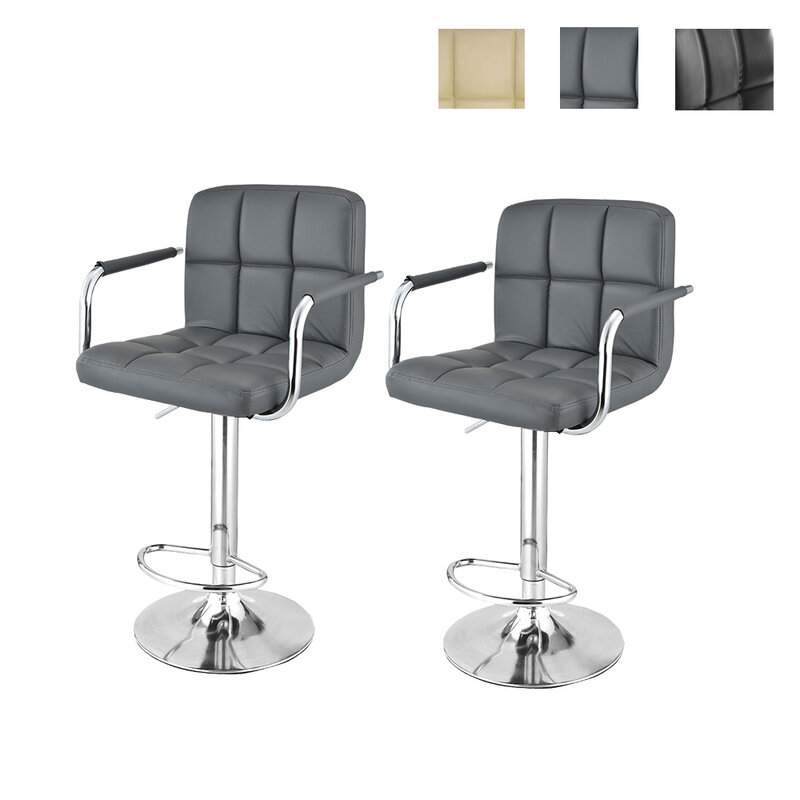 2pcs Swivel Lifting Bar Chairs Rotating Adjustable Height Bar Stool Chair Stainless Steel Stent Armrest Footrest