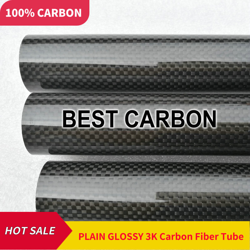 Tubo de tela liso de fibra de carbono 3K de alta calidad de 50mm x 48mm