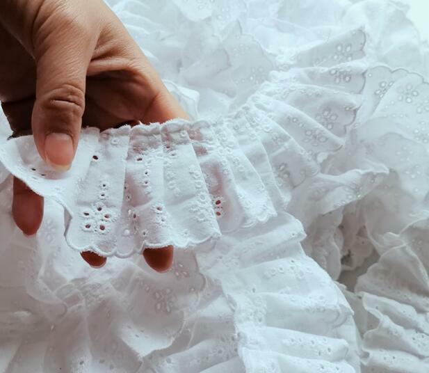 6CM Modern Cotton White Embroidery Fine Lace Fabric DIY Applique Collar Trim Ribbon Sewing Tassel Guipure Wedding Cloth Decor