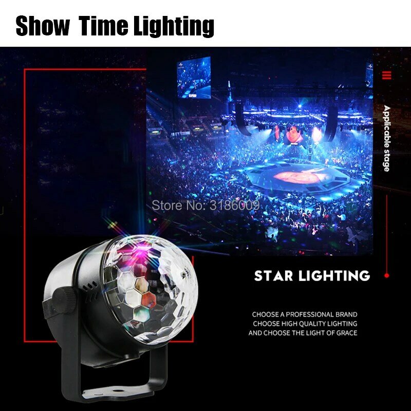 Show Time Led Disco Light Stage Lights DJ Disco Ball Sound Activated Laser Projector Effect Lamp Light Music Christmas Party
