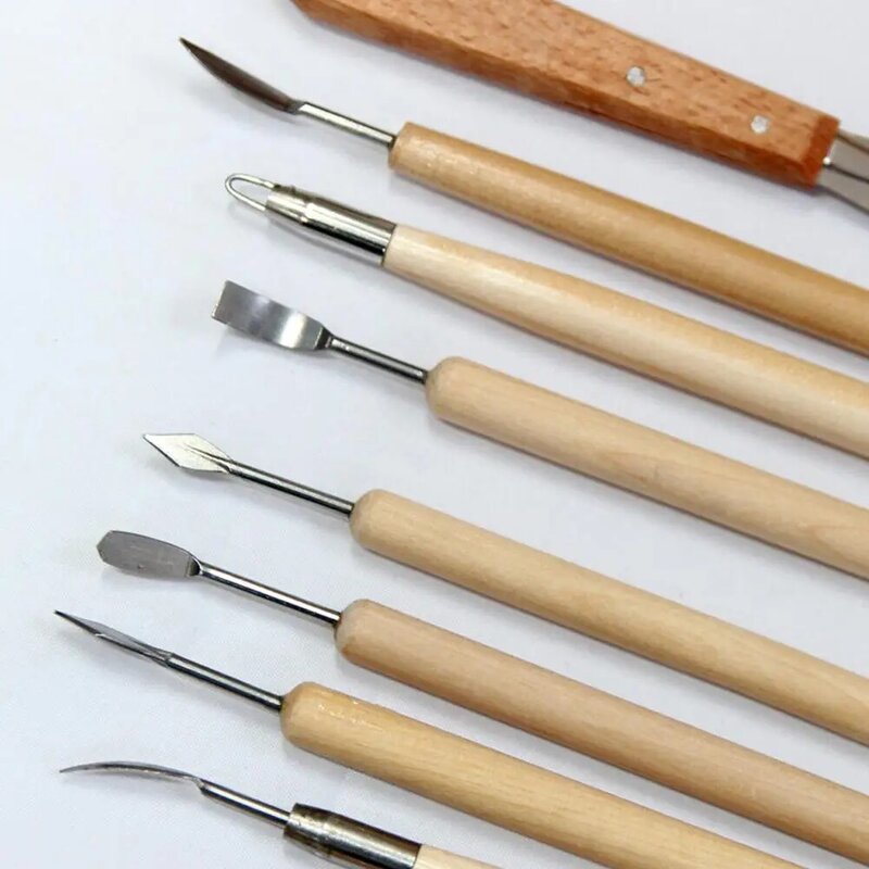 22 unids/set de herramientas de tallado de arcilla suave delicada con mango de madera, herramientas de talla de alfarería R20
