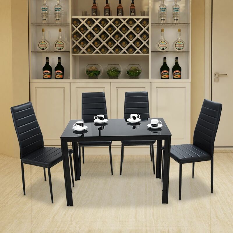 PANANA szklany obiadowy zestaw stołowy z 4/ 6 ze sztucznej skóry krzesła czarny/biały do domu meble kuchenne szybka wysyłka
