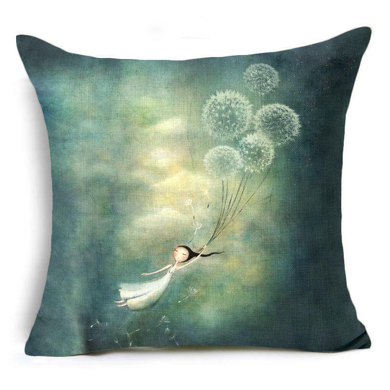 18'' Dandelion cotton linen pillow case sofa car waist cushion cover Home Soft  Room  Gifts Single Sides Printing