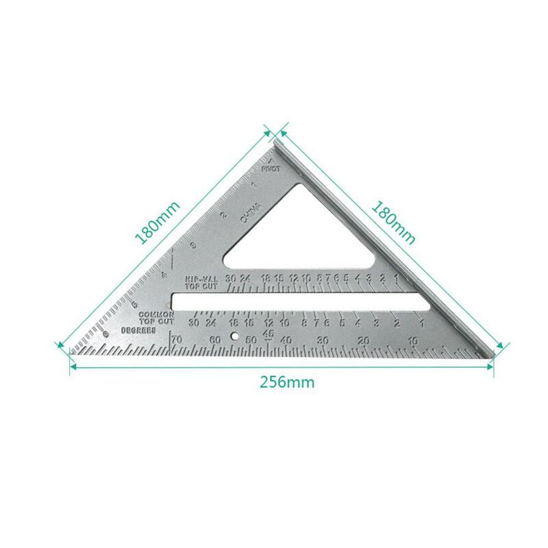 Régua quadrada de liga de alumínio para carpinteiro, régua triangular de 90 graus para arquitetura de ferramentas de carpintaria