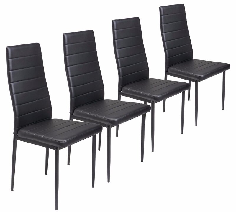 Panana conjunto de mesa de jantar, com 4/6 peças de cadeiras de couro falso perna de metal acolchoada assento de cozinha