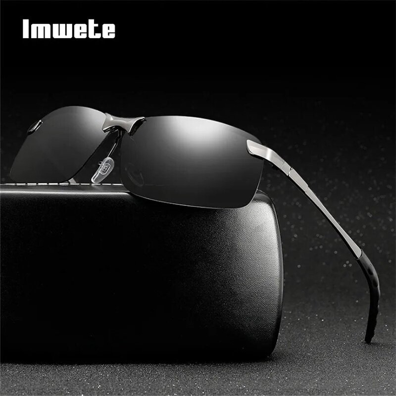 Imwete Sunglasses Men Polarized Driving Frame Sun Glasses Car Driver Anti-glare Glasses UV400 Night Vision Goggles