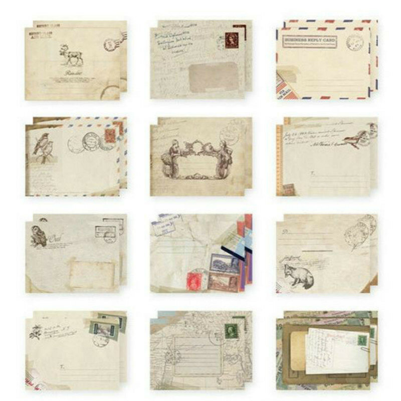 Sobre de papel de 12 diseños, Mini sobres de Estilo Vintage europeo para tarjetas, álbum de recortes, regalo, papelería, 03210, 1 Juego
