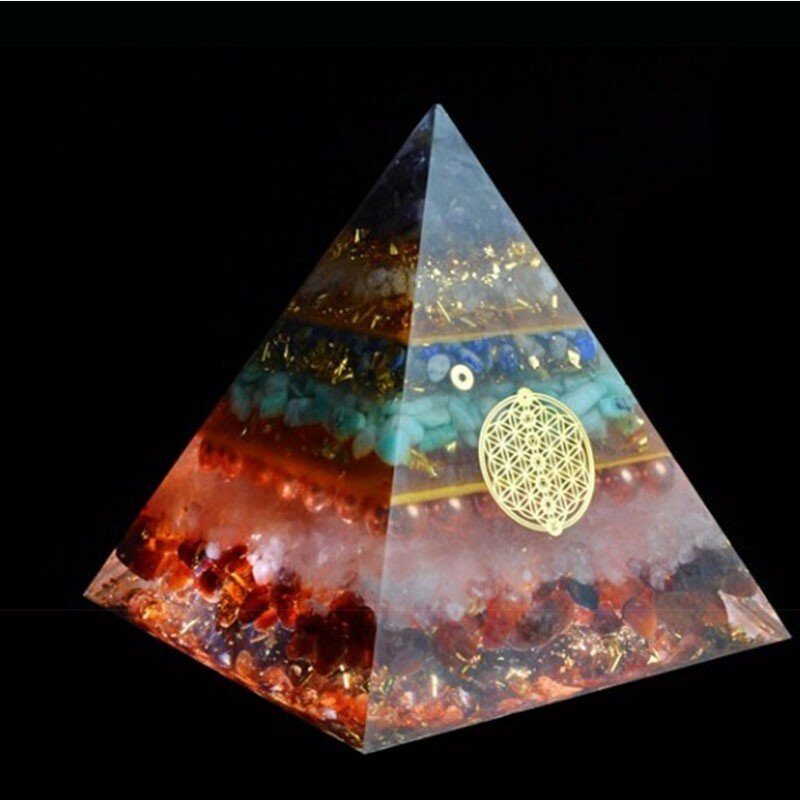Orgonite Chakra Guarigione di Energia Ad Alta Frequenza Sette Chakra Piramide Meditazione Equilibrio di Guarigione Yoga di Transito Della Decorazione Della Resina