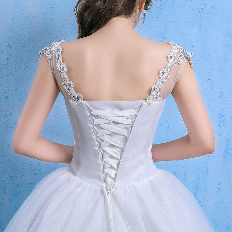 Luxe grande taille robe De mariée élégant dentelle Appliques col en v perles robes De mariée 2020 cristal à lacets blanc Vestido De Noiva