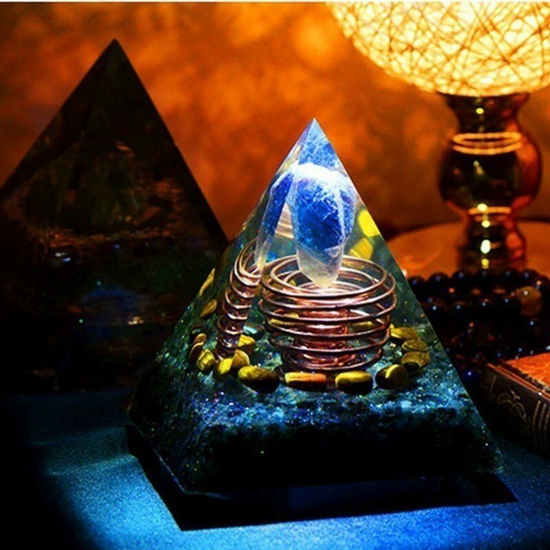 Pirâmide grande orgonita, alta frequência, torre de energia espiral austríaca, pedra mágica aogênica, cristal do chakra, decoração de casa