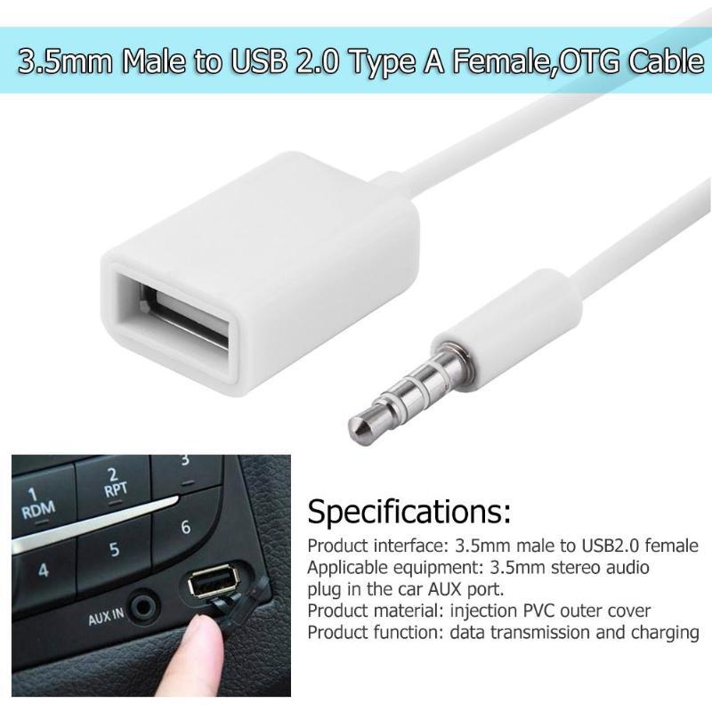 15cm 3.5mm 2.0 Cord Line Audio AUX Jack Male to USB Auto Car Accessories Type A Female OTG Converter Adapter Cable Wire