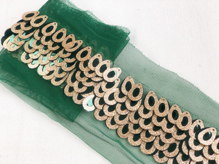 Exquise 6 CM de large paillettes d'or 3D paillettes perlées dentelle tissu ruban col appliques Costumes vêtement robe accessoires de couture