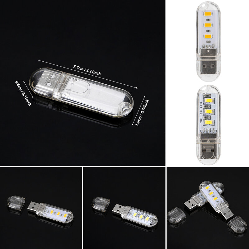 3/8 LED 화이트/웜 화이트 USB 손전등 Led 미니 작업 조명, 휴대용 LED 토치 램프, 독서등, USB 전원, 컴퓨터 조명