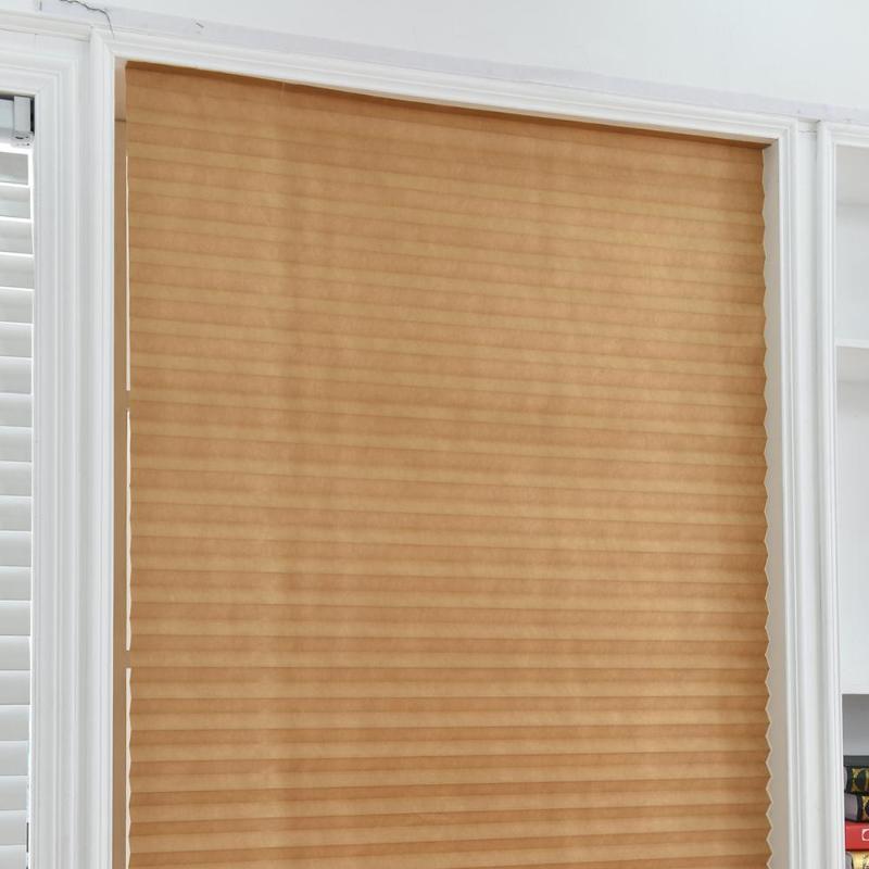 Windows Balcony Shades Self-Adhesive Pleated Blinds Half Blackout For Coffee/Office Window DoorCurtains for Bathroom Kitchen