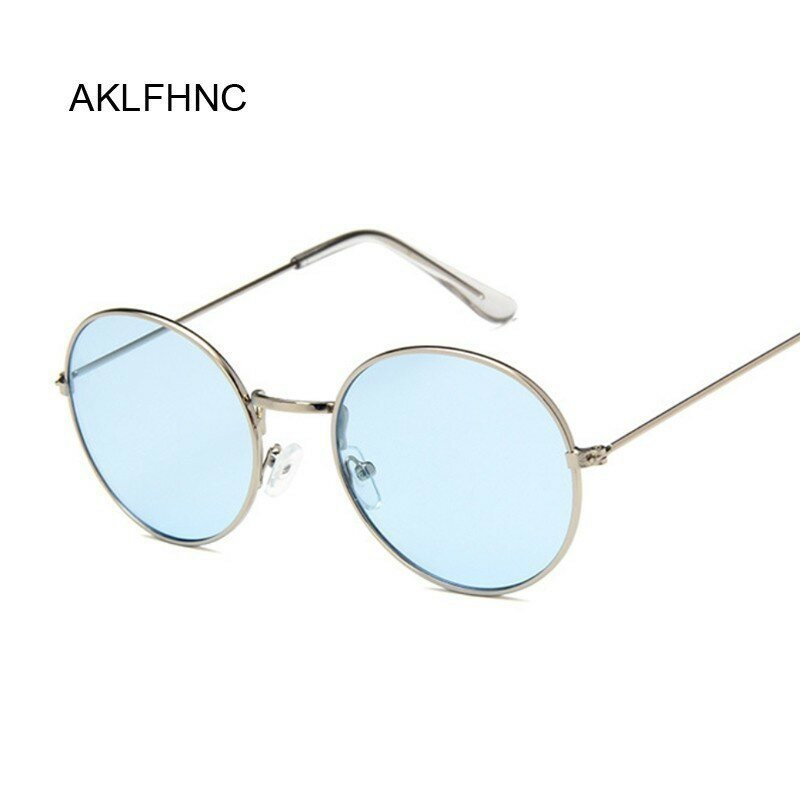 Óculos de sol vintage oval, óculos escuros vintage com armação de metal uv400 para homens e mulheres