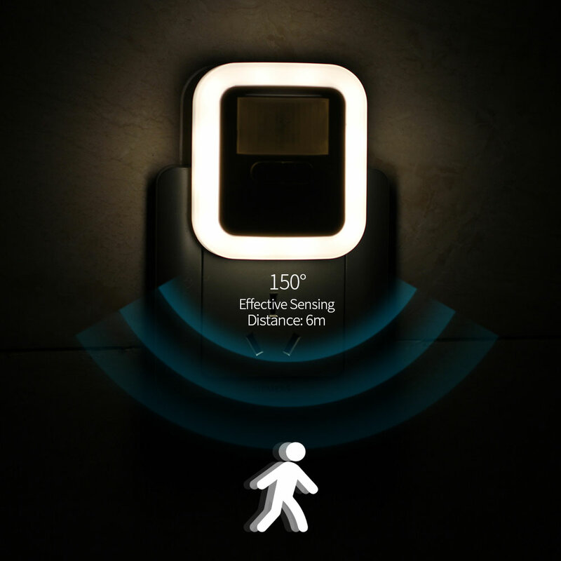 LED 플러그인 모션 센서 조명 벽 야간 램프 조명, 밝기 30 초/60 초/90 초/120 초 조명 시간 조절 가능 거실
