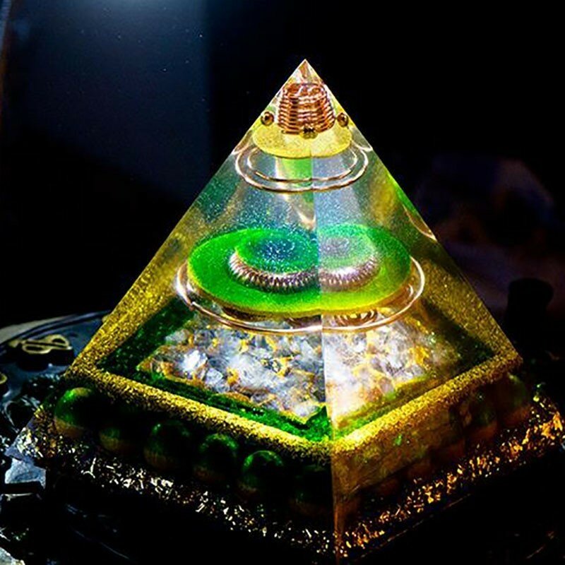 AURA REIKI orgonita Aura, pirámide de cristal Feng Shui, artesanía de decoración, acumula riqueza, convertidor de energía, joyería decorativa de resina
