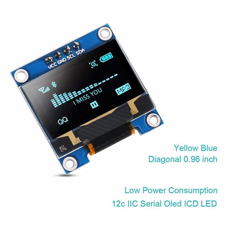 Módulo oled de 0.91 polegadas. cor branca azul 128x64 oled lcd módulo de exibição led para arduino 0.96 i2c iic serial com estojo