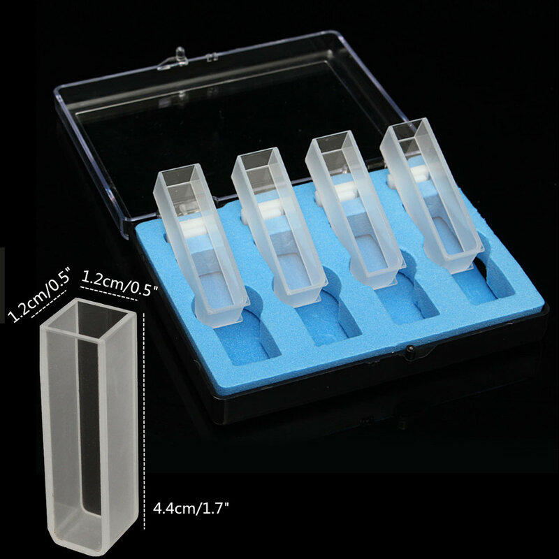 4 sztuk 10mm 3.5 ml standardowego kwarcowy spektrofotometr kuweta do laboratorium szkoła edukacyjne kwarcowy spektrofotometr kuwety z pudełkiem