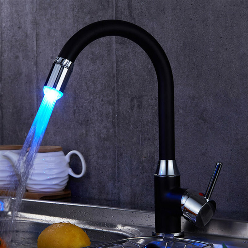New Temperature Control Water Tap Faucet RGB Glowing Faucet Nozzle Shower Heads With Free Adapter for Kitchen Basin Faucet Taps
