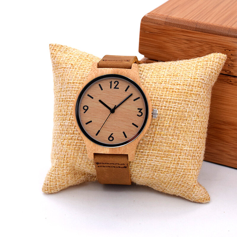 High-end Elegant Wooden Watches for Women 16mm Leather Watchband Fashion Classic Handmade Relogio Feminino Clock Christmas Gift