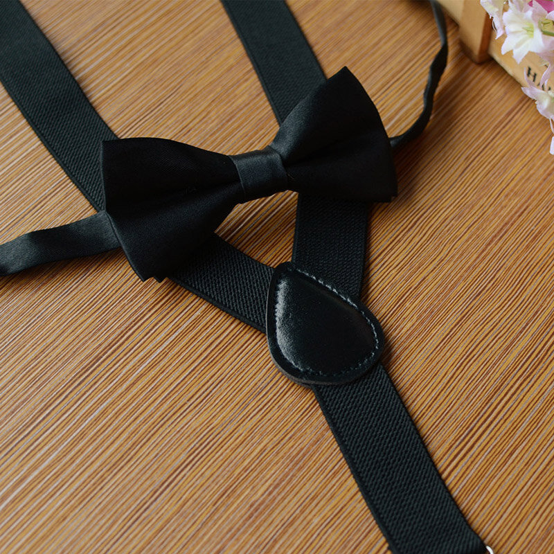 Suspenders Boy สาวชุดเข็มขัดคลิปเด็ก Wedding Braces เสื้อเด็กปรับการจับคู่ Bow Tie Tuxedo Y-กลับ