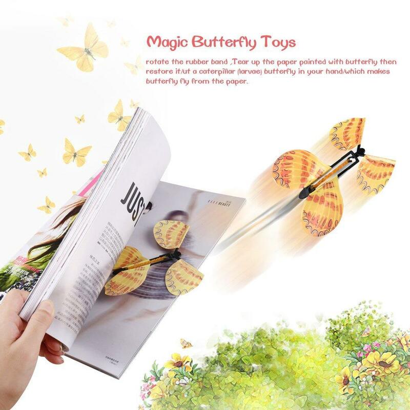 Flying Butterfly Wind Up Swallow Tail Butterfly Magic Funny Toy Little Magic Tricks Funny Surprise Joke Toys (Color Ramdon)