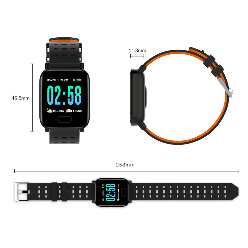 A6 Sport Smart Horloge Hartslagmeter Fitness Tracker Sleep Monitor Waterdichte Sport Horloge Band voor IOS Android Geschenken