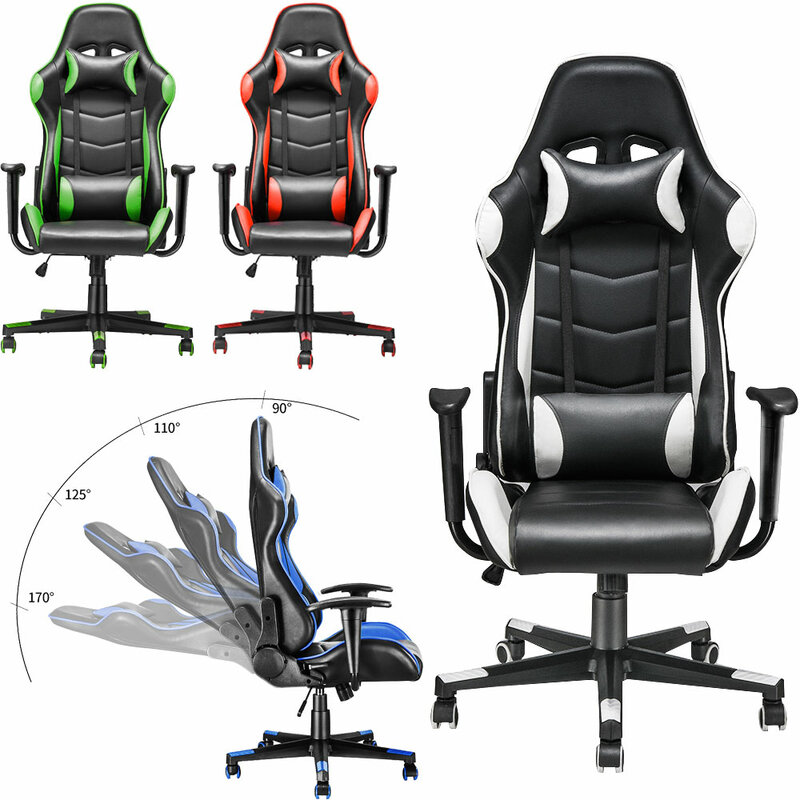 Panana Adjustable Office Chair Ergonomic High-Back Faux Leather Racing Bedroom Computer Game Chairs Reclining Seating
