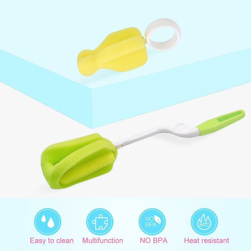 2019 New 2pcs/set Baby Bottle Brush Nipple Brush 360-degree Rotating Head Cleaning Sponge Cup Brush Kit