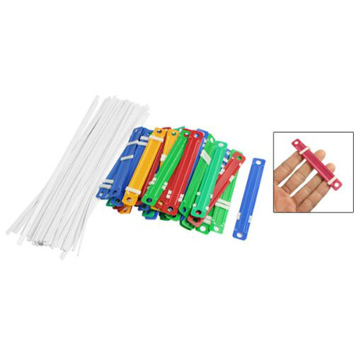 Fixadores de papel para documentos de duas peças, 50 peças de fixação de plástico colorido para escritório e escola
