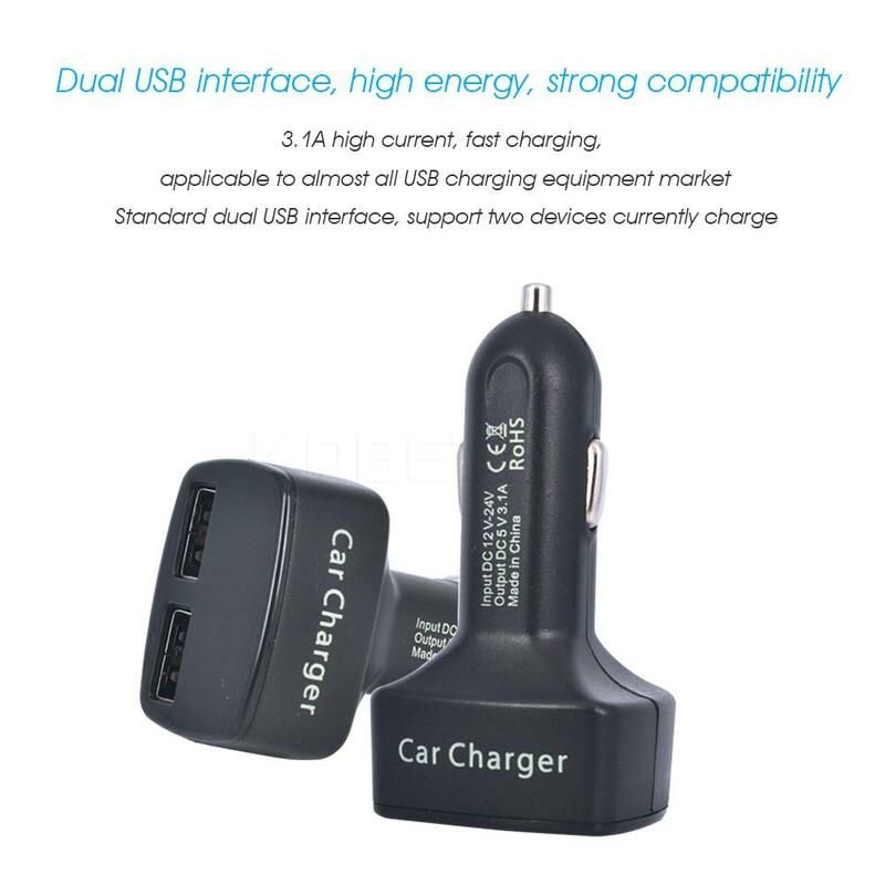 Dual USB Car Charger DC 5V 3.1A Universal With Voltage/temperature/Current Meter Tester Adapter Digital LED Display R20