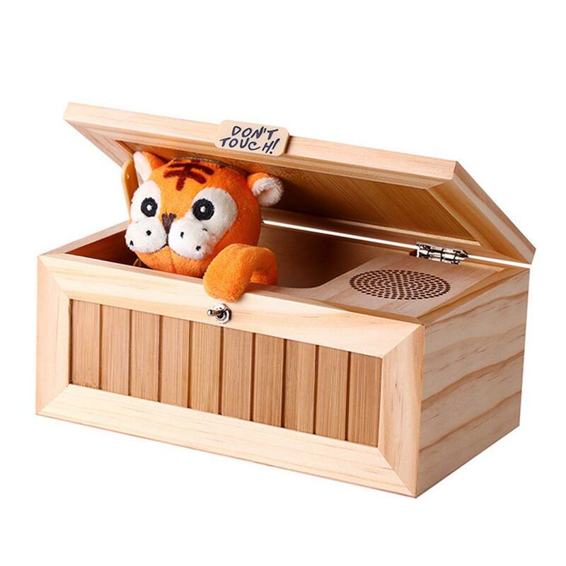 Rctown eletrônico caixa inútil tigre bonito brinquedo engraçado presente para o menino e crianças brinquedos interativos decoração de mesa de redução de estresse