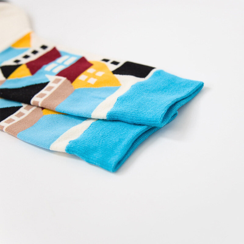 LNRRABC – chaussettes à rayures multicolores pour hommes, en coton, imprimé artistique, Jacquard, longues, décontractées, Business, accessoires pour vêtements